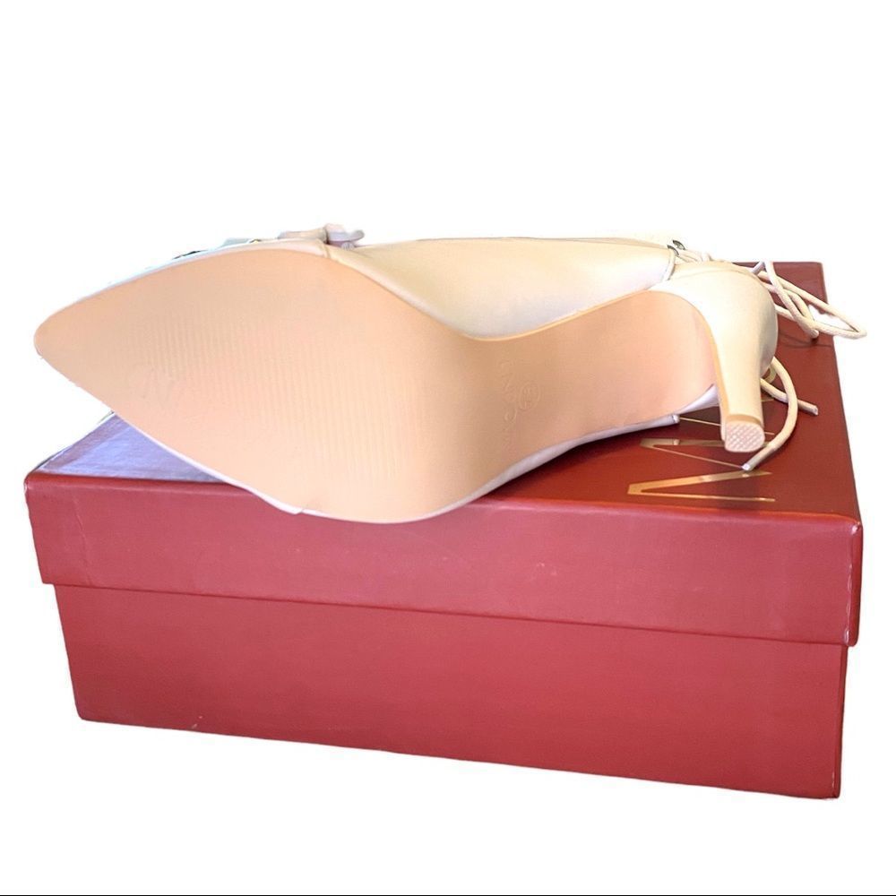 Mackin J White Studded Heeled Boots Open Back - Picture 7 of 10